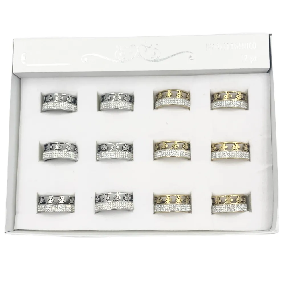 AAM-Quadrifoglio 5494 - 12 Pz Anelli in Acciaio - AAM105-95-2