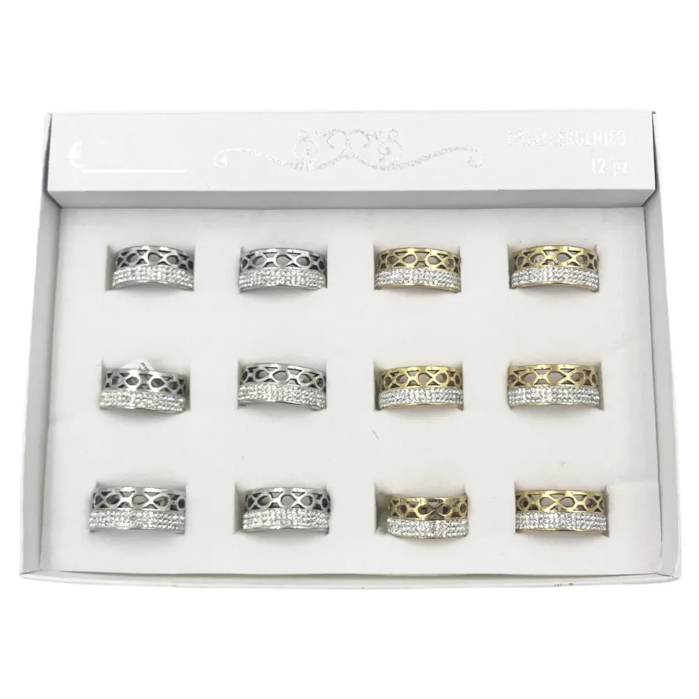 Infinito-12pz Anelli in Acciaio con Misura - AAM105-96