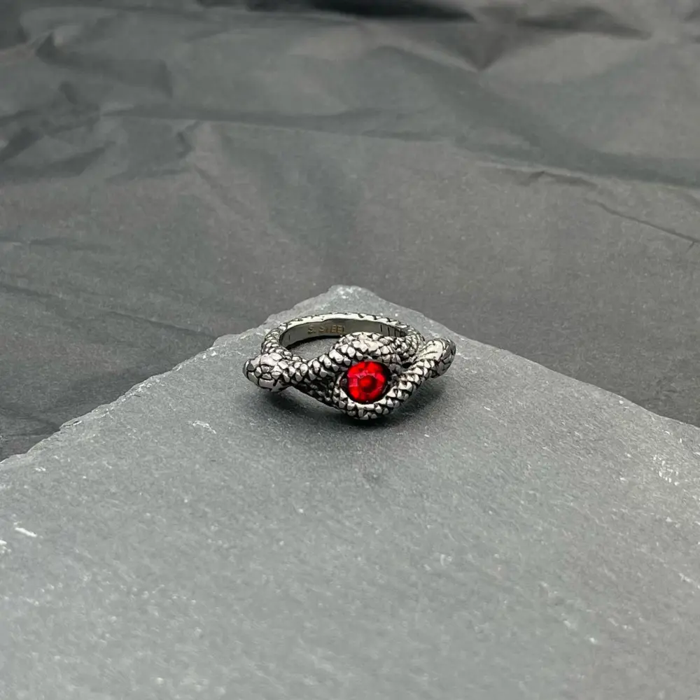 Serpente con Pietra-Anello in Acciaio con Misure - AAM-518-225