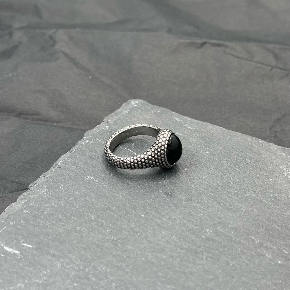 Pietra Nera-Anello in Acciaio con Misure - AAM-518-230