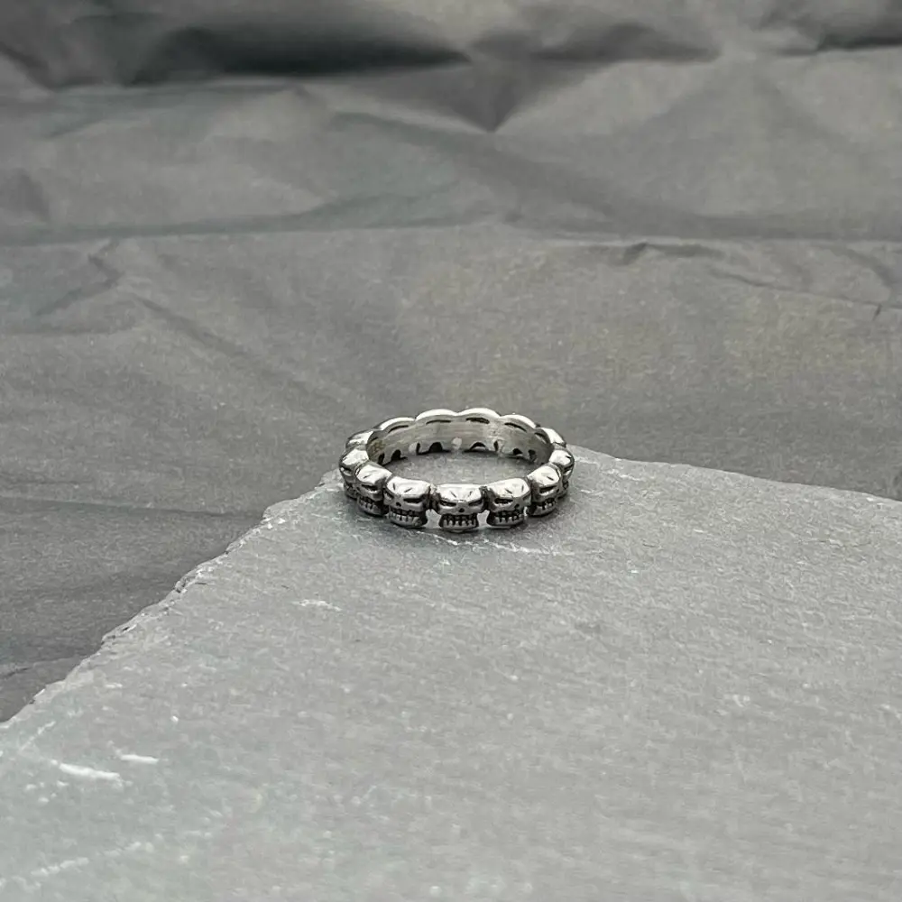 Fede con Teschio-Anello in Acciaio con Misure - AAM-518-235