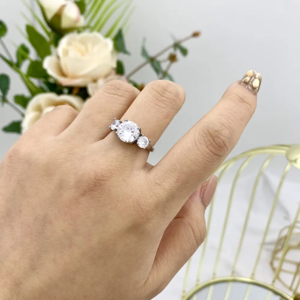 Mix Anelli Basici con Zirconia-36pz Anelli Regolabili in Acciaio - AAR-103-AA01R