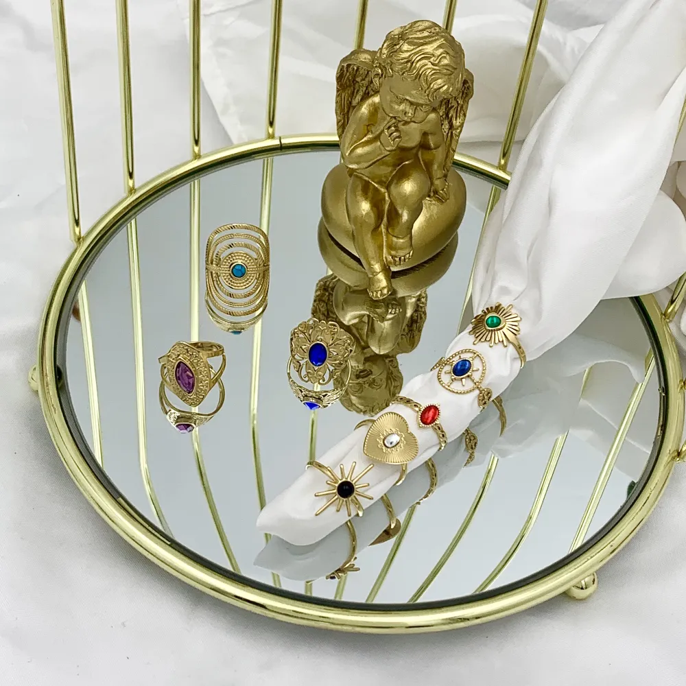 Mix Modelli con Pietra-72Pz Anelli Regolabili in Acciaio - AAR-103-AA2064R