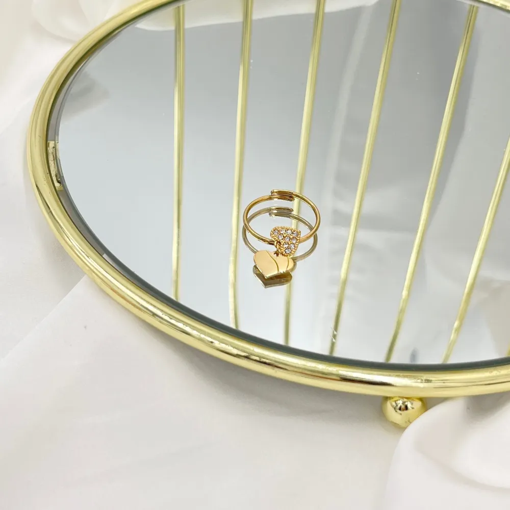 Doppio Cuore Pendente-Anello in Acciaio - AAR-103-AA2449R