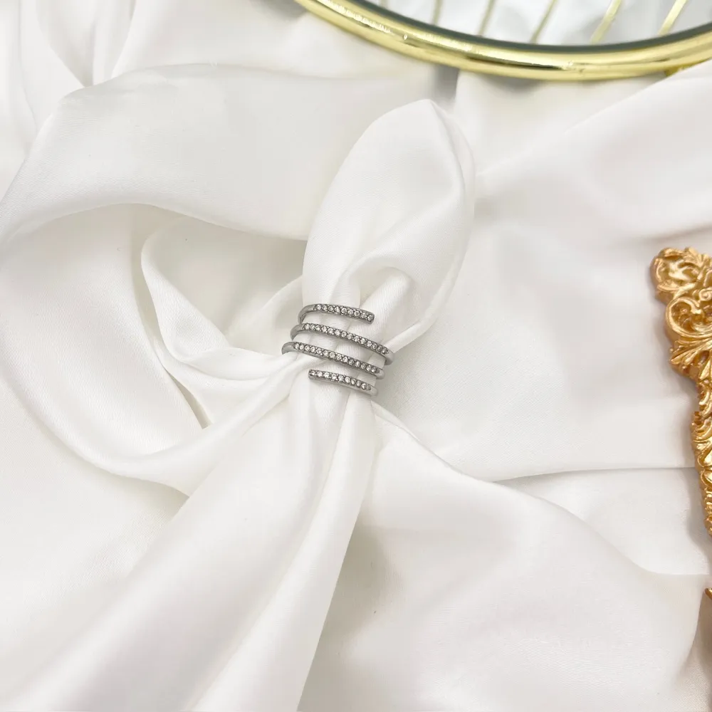 Multifili con Zirconia-Anello Regolabile in Acciaio - AAR-103-AA2493R