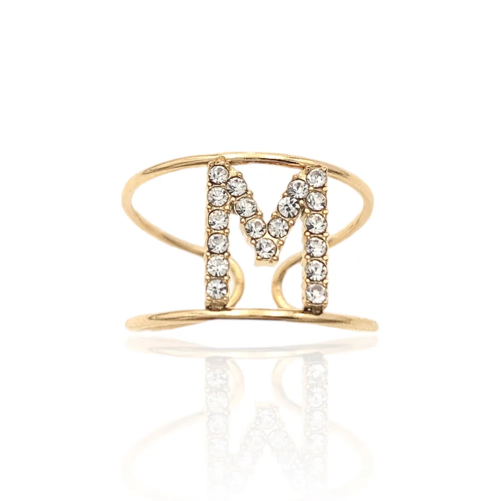 Iniziale con Zirconia-36pz Anelli Regolabili in Acciaio - AAR-103-AA2982R