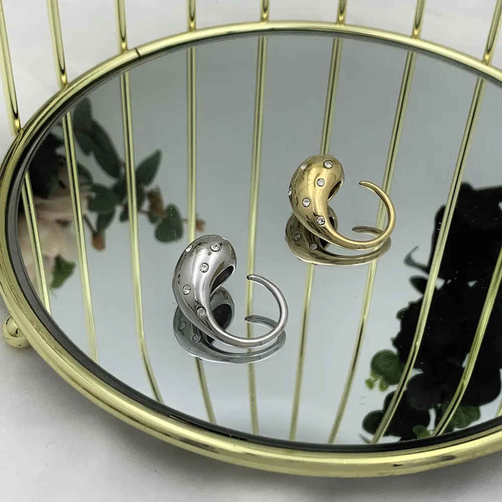 Goccia con Punti Luci-Anello Regolabile in Acciaio - AAR-103-AA3314R