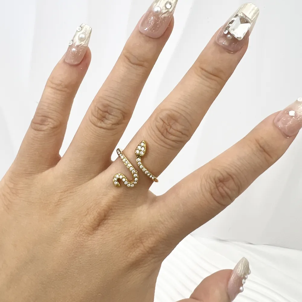 Serpente con Zirconia -Anello Regolabile in Acciaio - AAR-103-AA4478R