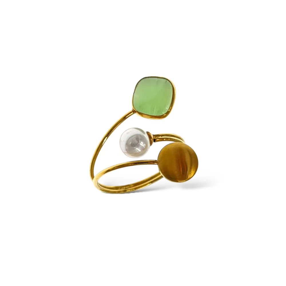 Pietra Perla-24pz Anelli Regolabili in Acciaio - AAR-103-AA5159R