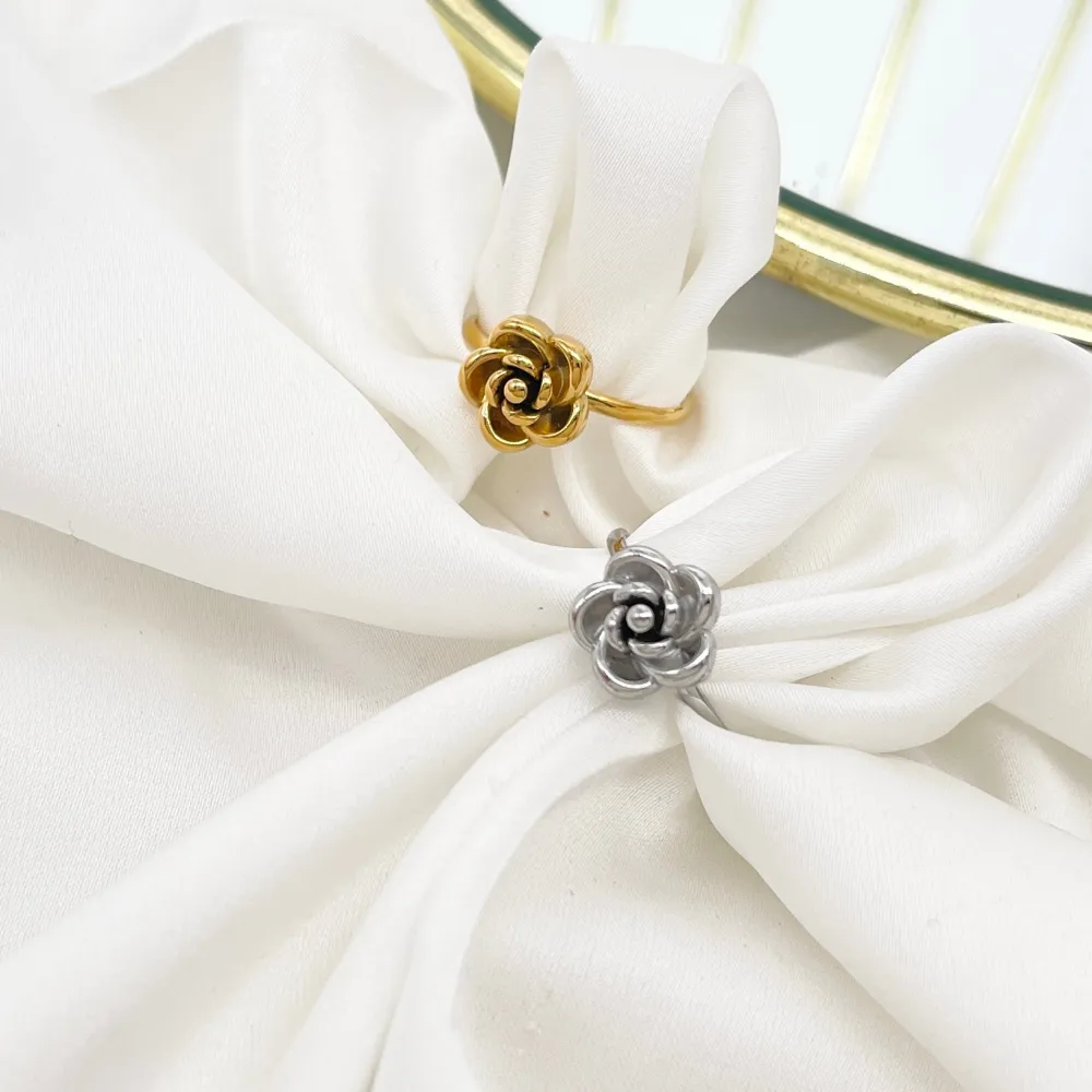 Fiore Rosa  -Anello Regolabile in Acciaio - AAR-103-AA5316R