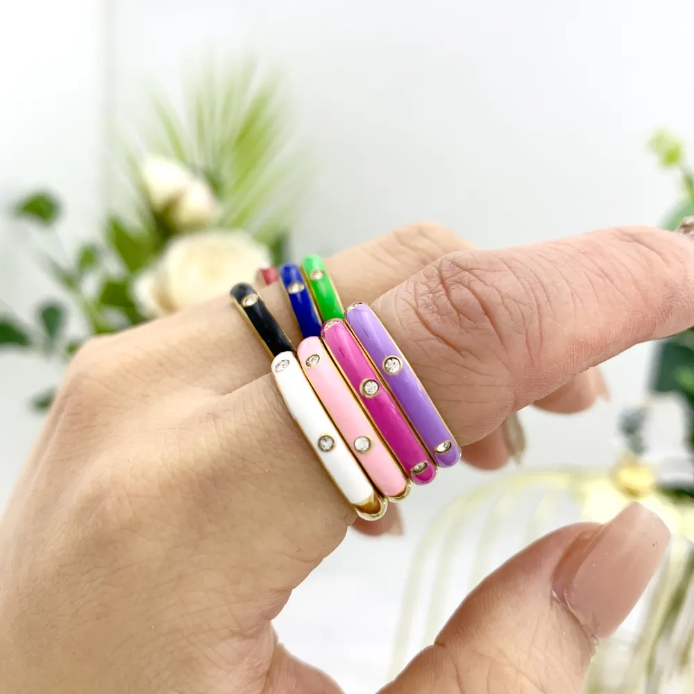 Smaltato con Punti Luci-36Pz Anelli Regolabili in Acciaio - AAR-103-AA583R