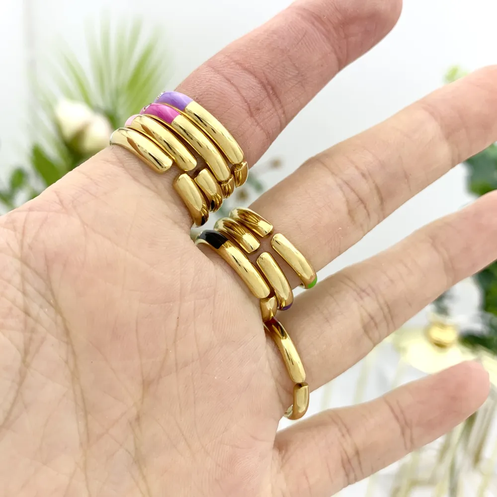 Smaltato con Punti Luci-36Pz Anelli Regolabili in Acciaio - AAR-103-AA583R