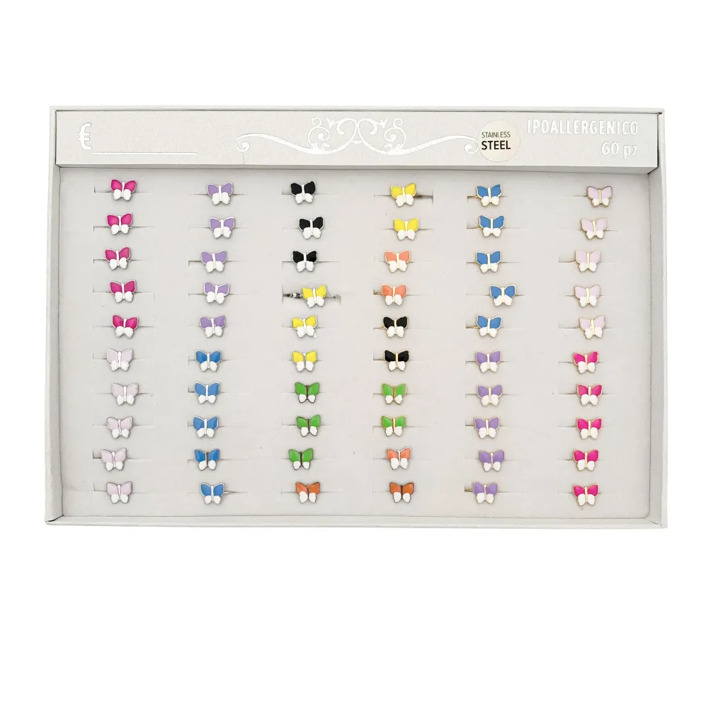 Farfalla Smaltata -60pz Anellini Regolabili da Bambina /da Fran - AAR-103-AA598R