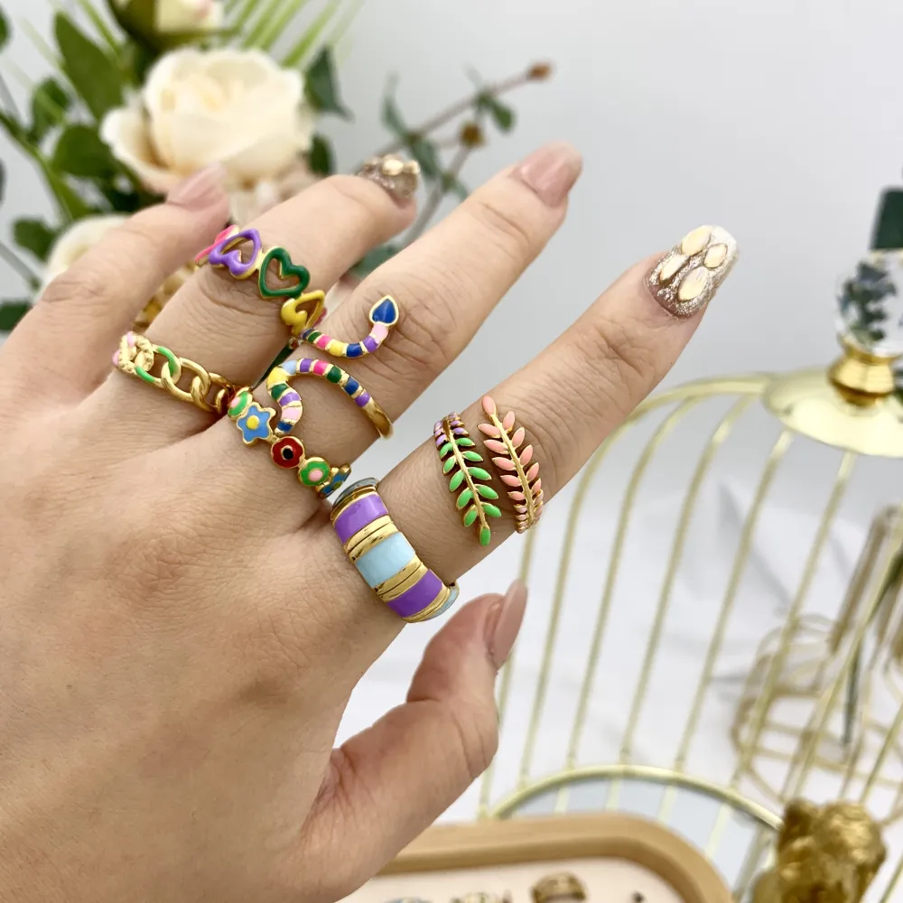 Mix Modelli Smaltati-76pz Anelli Regolabili in Acciaio - AAR-105-172