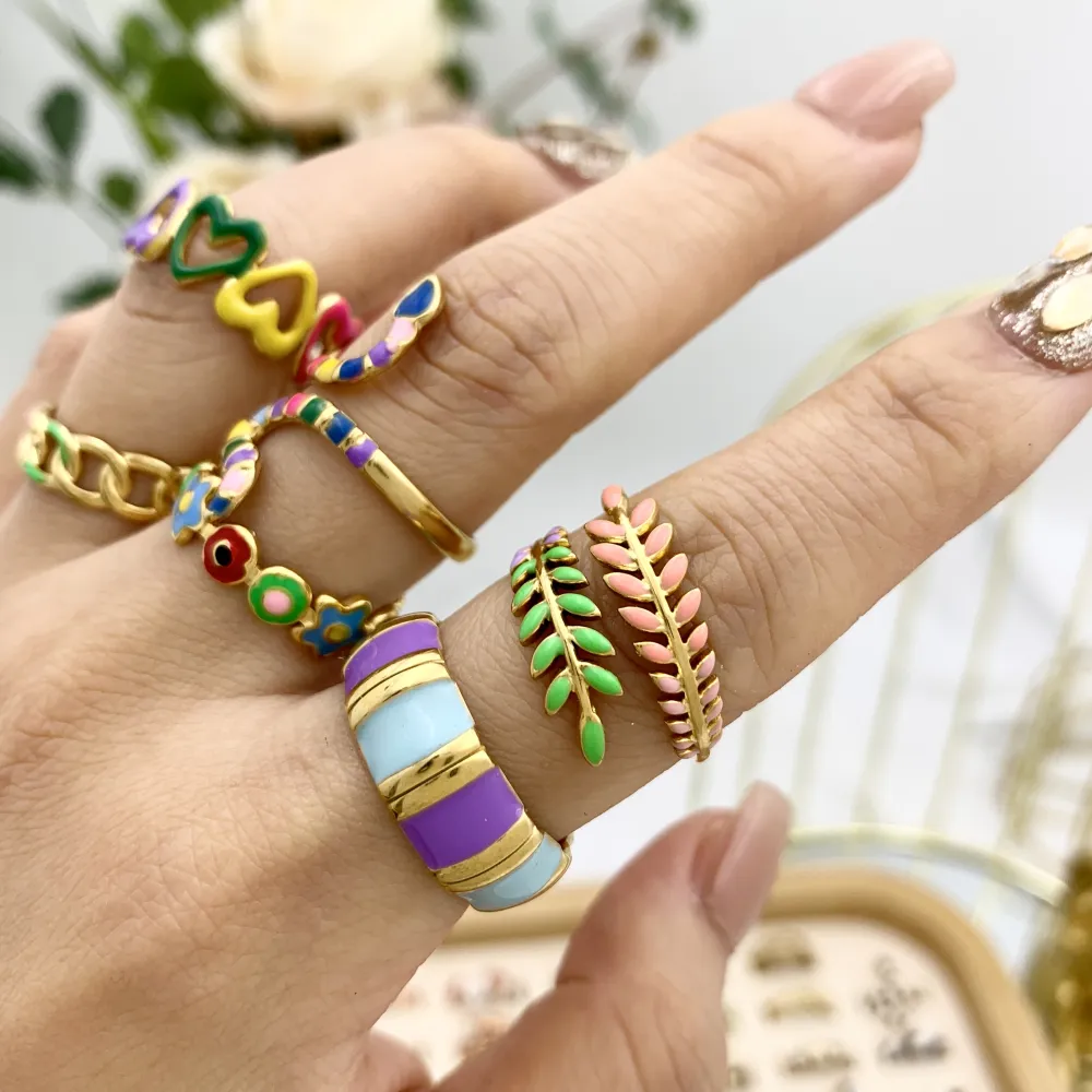 Mix Modelli Smaltati-76pz Anelli Regolabili in Acciaio - AAR-105-172