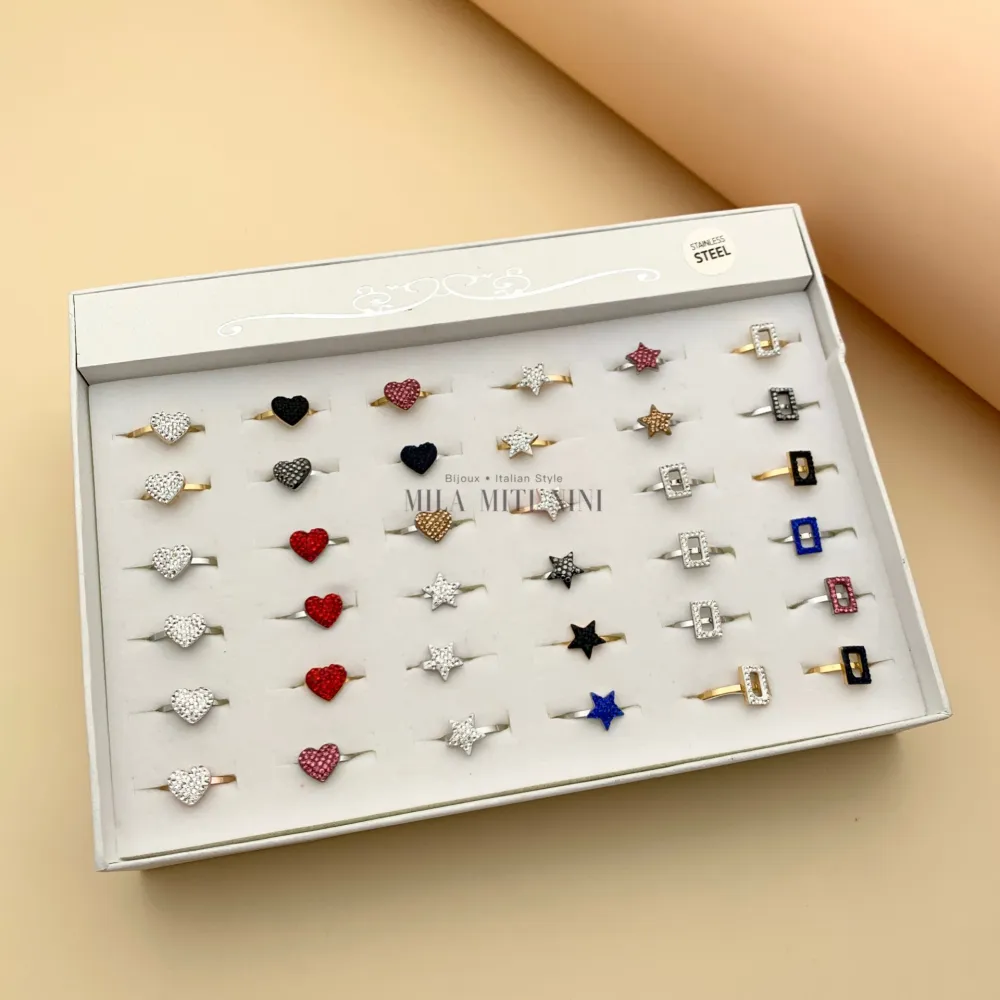 Mix Strass Colorato-36Pz Anelli Regolabili - AAR413-330