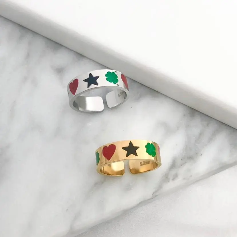 Scritte Smaltate-36Pz Anelli in Acciaio Regolabili - AAR413-736