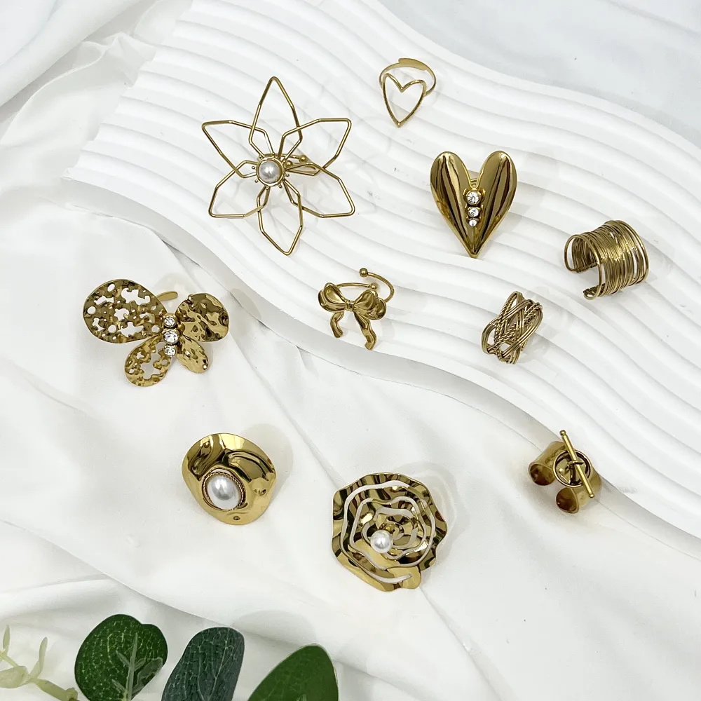 Fiore Grande con Perla-Anello Regolabile in Acciaio - AAR-759-06