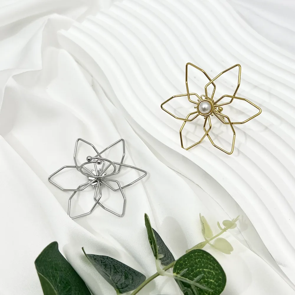 Fiore Grande con Perla-Anello Regolabile in Acciaio - AAR-759-07