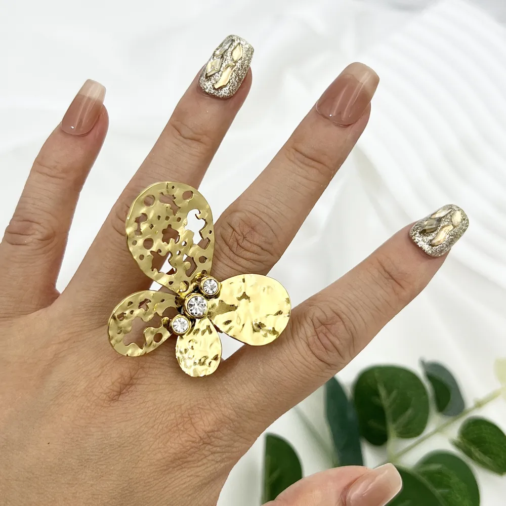 Farfalla-Anello Regolabile in Acciaio - AAR-759-08