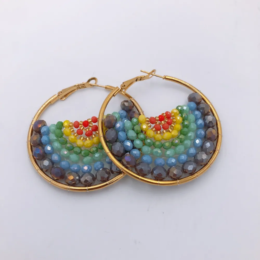 Orecchini in vetro - Acciaio Cerchio con cristallo - Orecchini cristallo