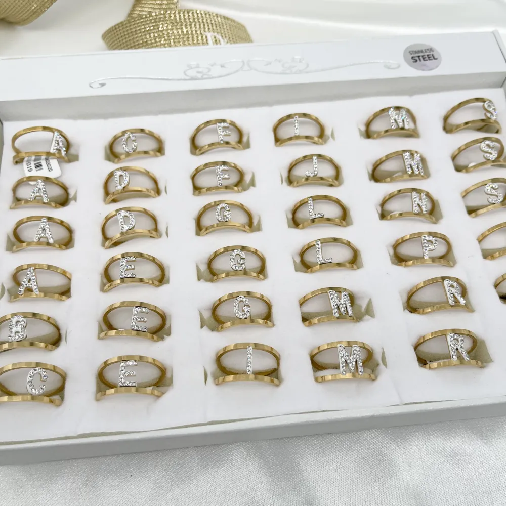 AMR7780-Iniziale Con Strass-36Pz Anelli Regolabile - AMR7780-Iniziale Con Strass-36Pz Anelli Regolabile