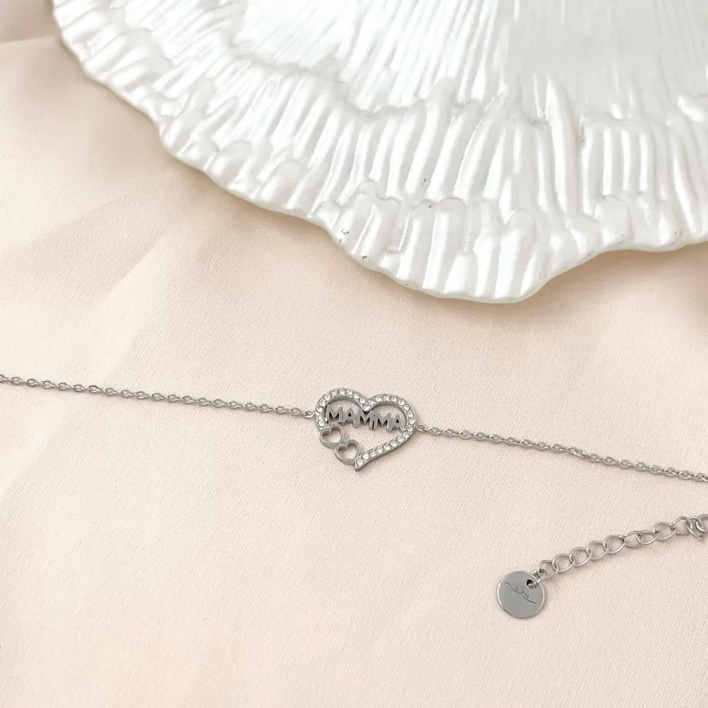 Mamma-Bracciale in Acciaio e Zirconia - BAC-103-AA1256B