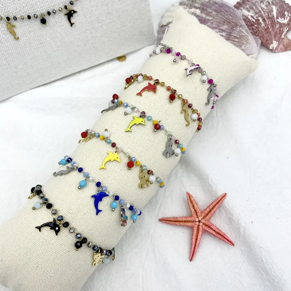 Mare Smaltato Stella Marina-Bracciale in Acciaio con Chiusura - BAC-103-AA154BS