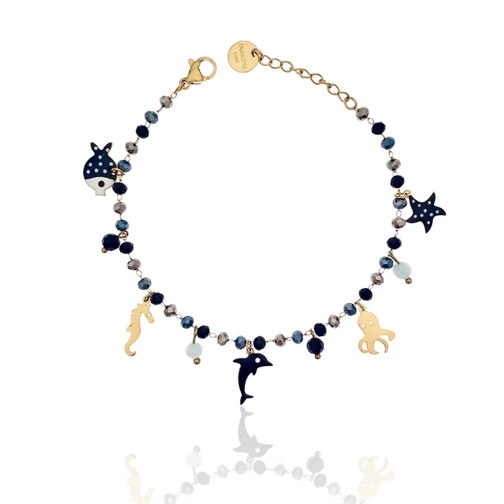 Mare Smaltato Stella Marina-Bracciale in Acciaio con Chiusura - BAC-103-AA154BS