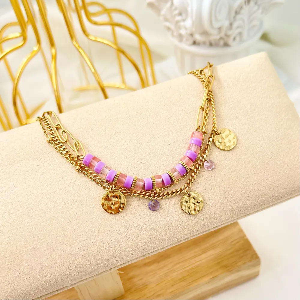 Multifili con Perline-Bracciale in Acciaio con Chiusura - BAC-103-AA1721B