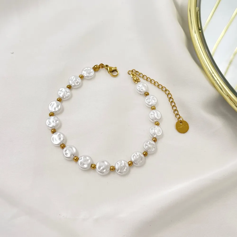 Perla Tondo Piatto-Bracciale in Acciaio - BAC-103-AA2005