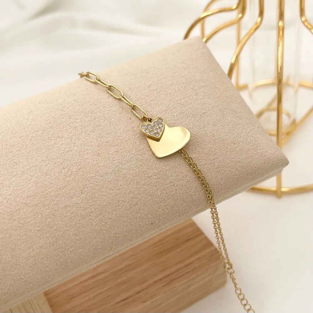 Cuore con Strass-Bracciale in Acciaio - BAC-103-AA2443B