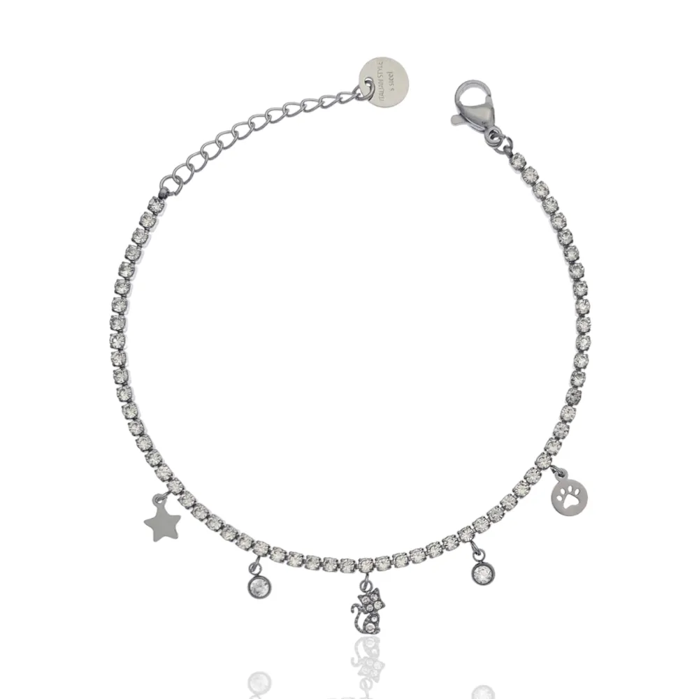 Tennis con Gatto-Bracciale in Acciaio - BAC-103-AA2537B Gatto