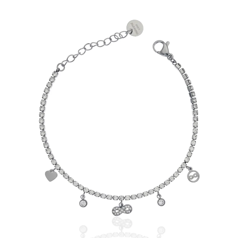 Tennis con Infinito-Bracciale in Acciaio - BAC-103-AA2541B Infinito