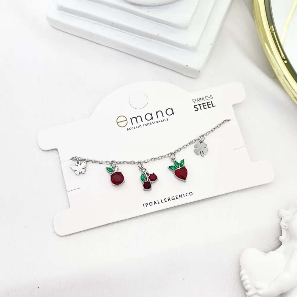 Frutta Ciliegia-Bracciale in Acciaio con Chiusura - BAC-103-AA2761B
