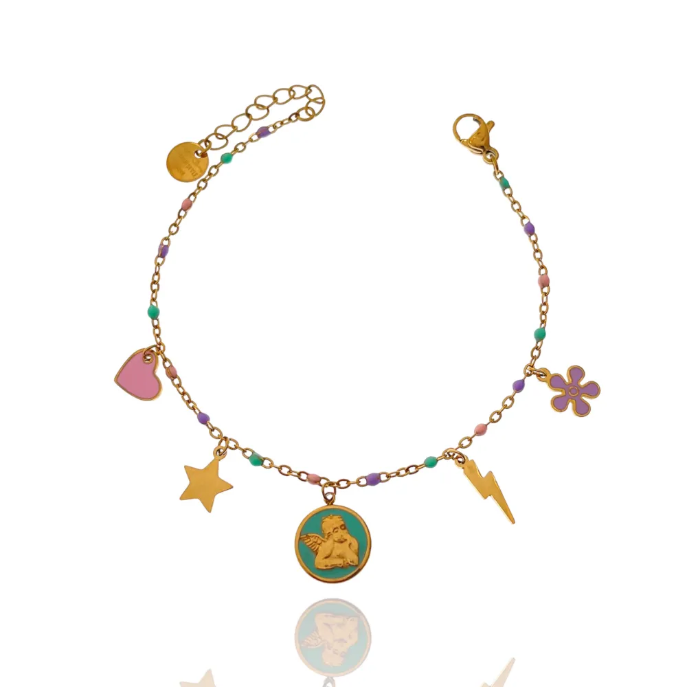 Angelo Smaltato-Bracciale in Acciaio con Chiusura - BAC-103-AA3186B