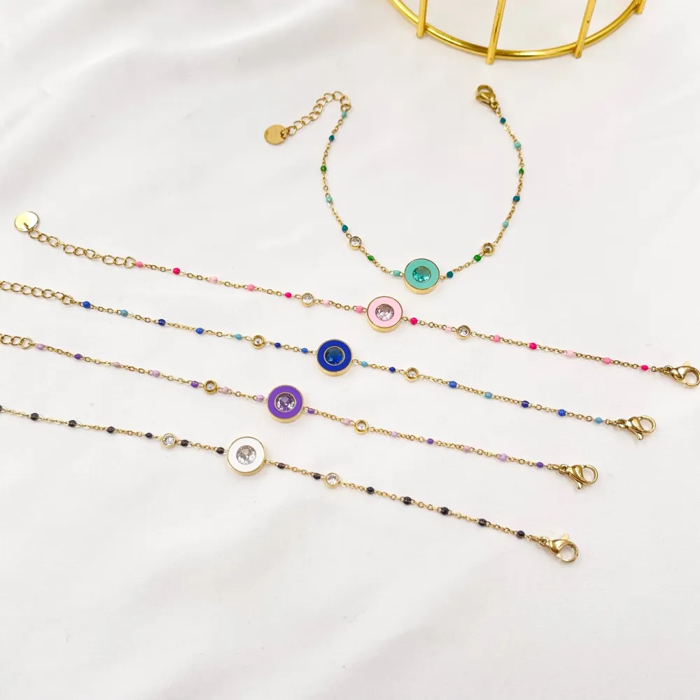 Punto Luce Colorato Smaltato-Bracciale in Acciaio - BAC-103-AA3421B