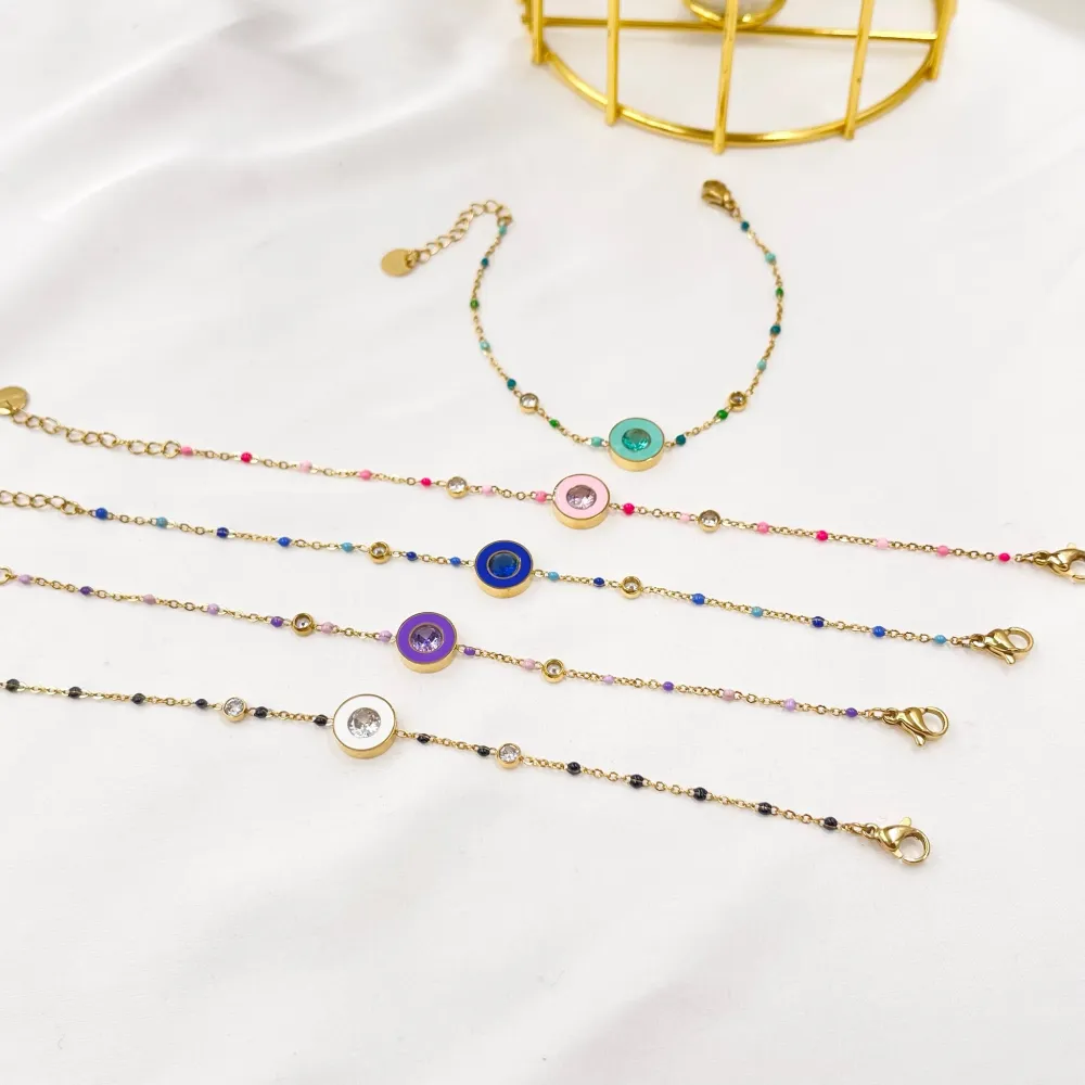 Punto Luce Colorato Smaltato-Bracciale in Acciaio - BAC-103-AA3421B