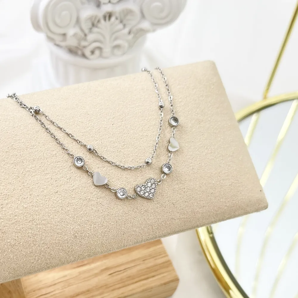 Doppio con Cuore -Bracciale in Acciaio con Chiusura - BAC-103-AA3455B