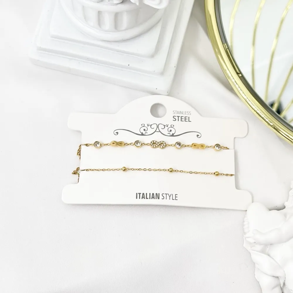 Doppio con Infinito-Bracciale in Acciaio con Chiusura - BAC-103-AA3457B