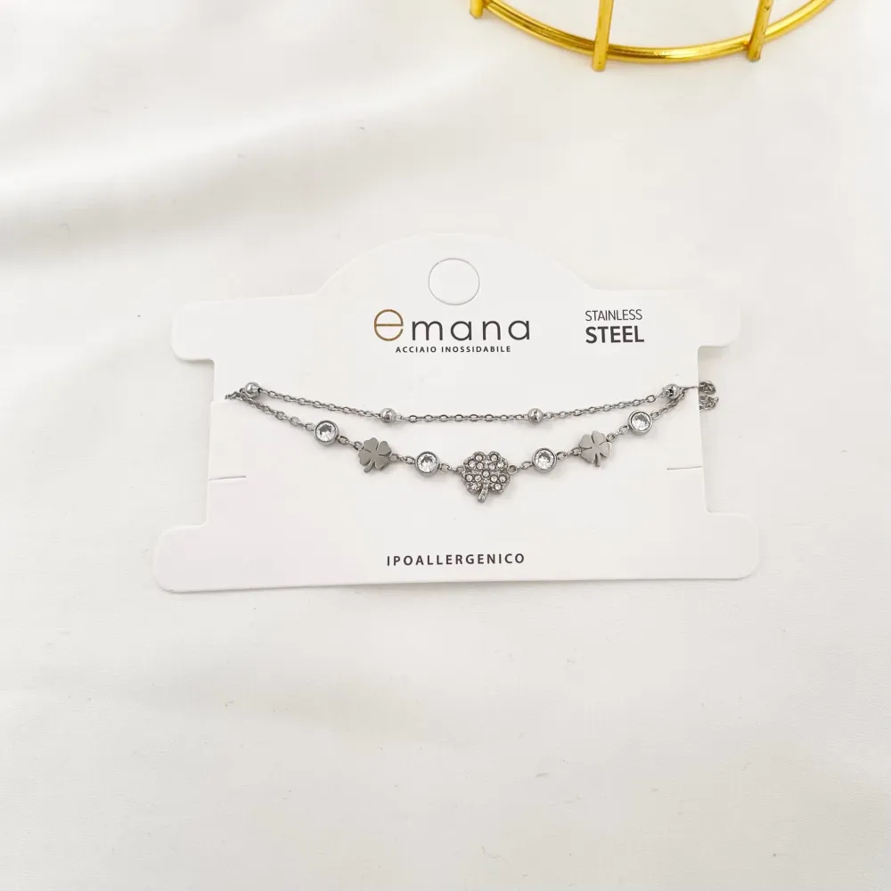 Doppio con Quadrifoglio-Bracciale in Acciaio - BAC-103-AA3459B