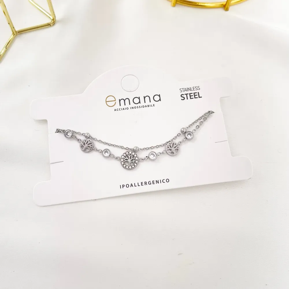 Doppio con Albero della Vita-Bracciale in Acciaio - BAC-103-AA3463B