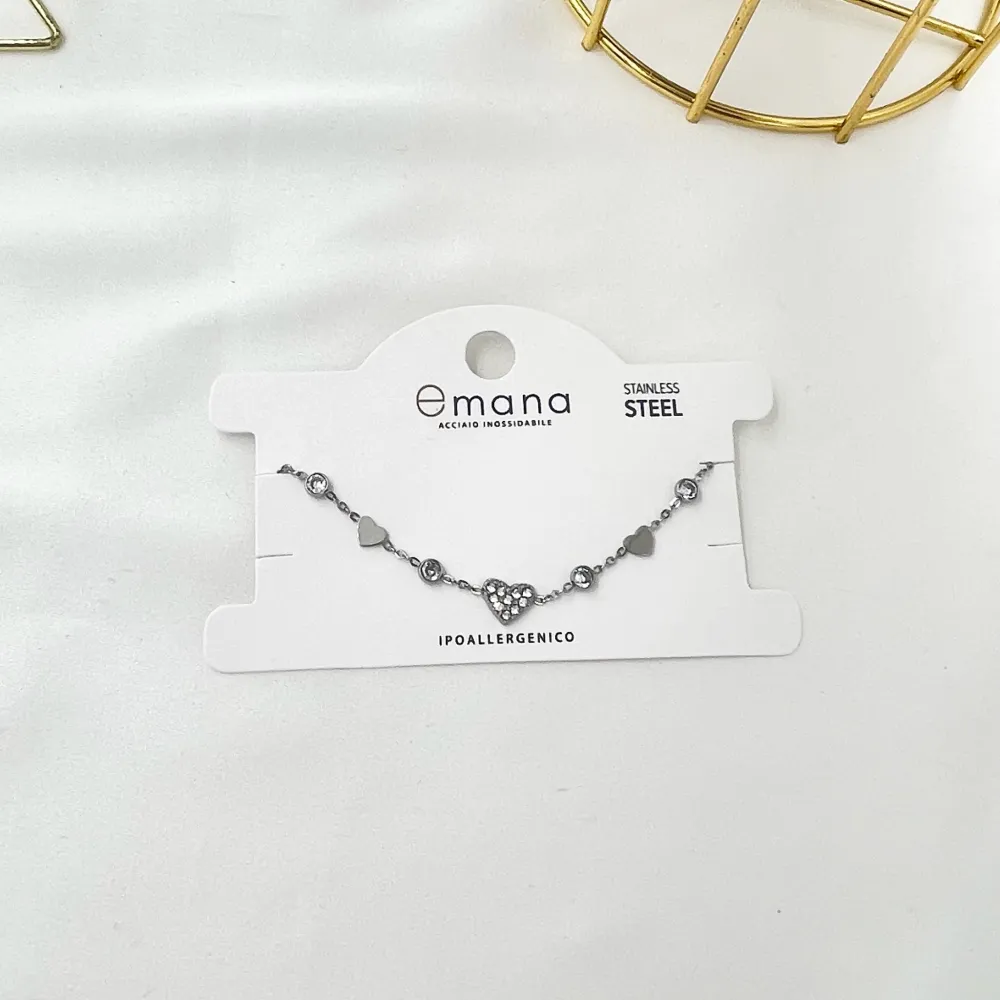 Cuore con Punto Luce-Bracciale in Acciaio - BAC-103-AA3481B