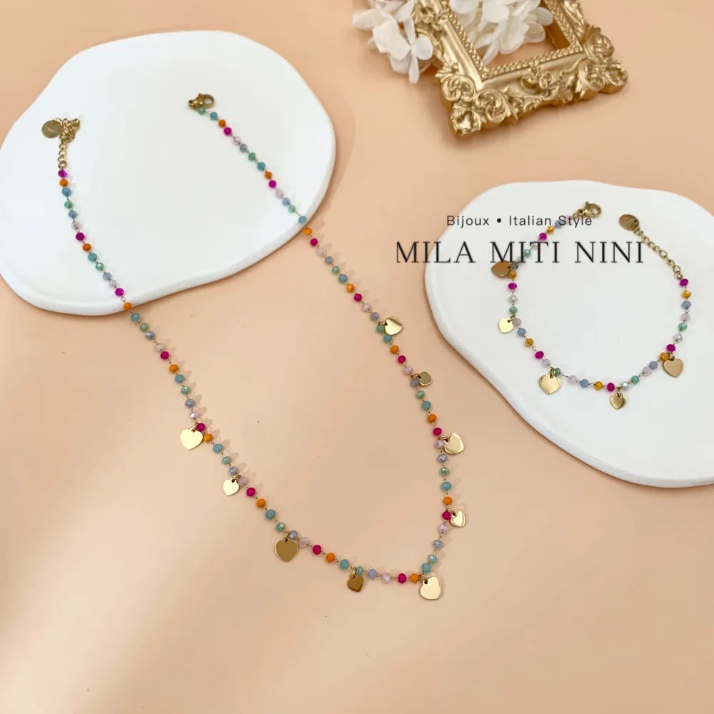 Perline Colorate con Farfalla-Bracciale in Acciaio con Chiusura - BAC-103-AA415B