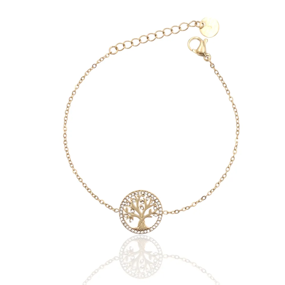 Albero della Vita con Zirconia-Bracciale in Acciaio con Chiusura - BAC-103-AA4302B