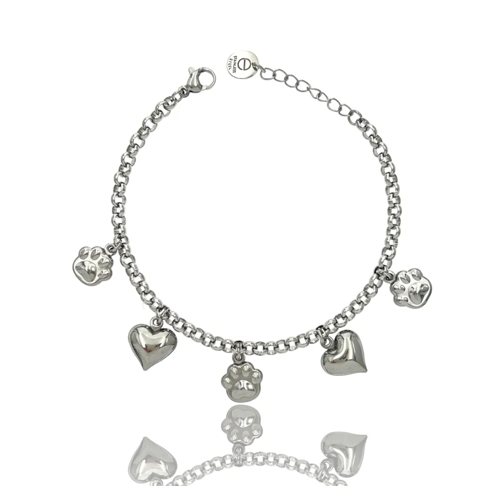 Cuore Zampa -Bracciale in Acciaio - BAC-103-AA4519B