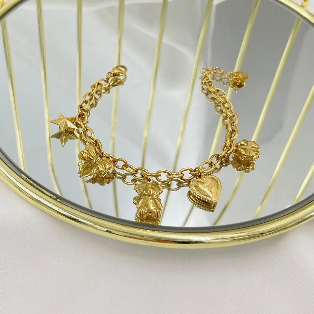 Orsetto Cuore Fiocco Stella-Bracciale in Acciaio - BAC-103-AA4520B