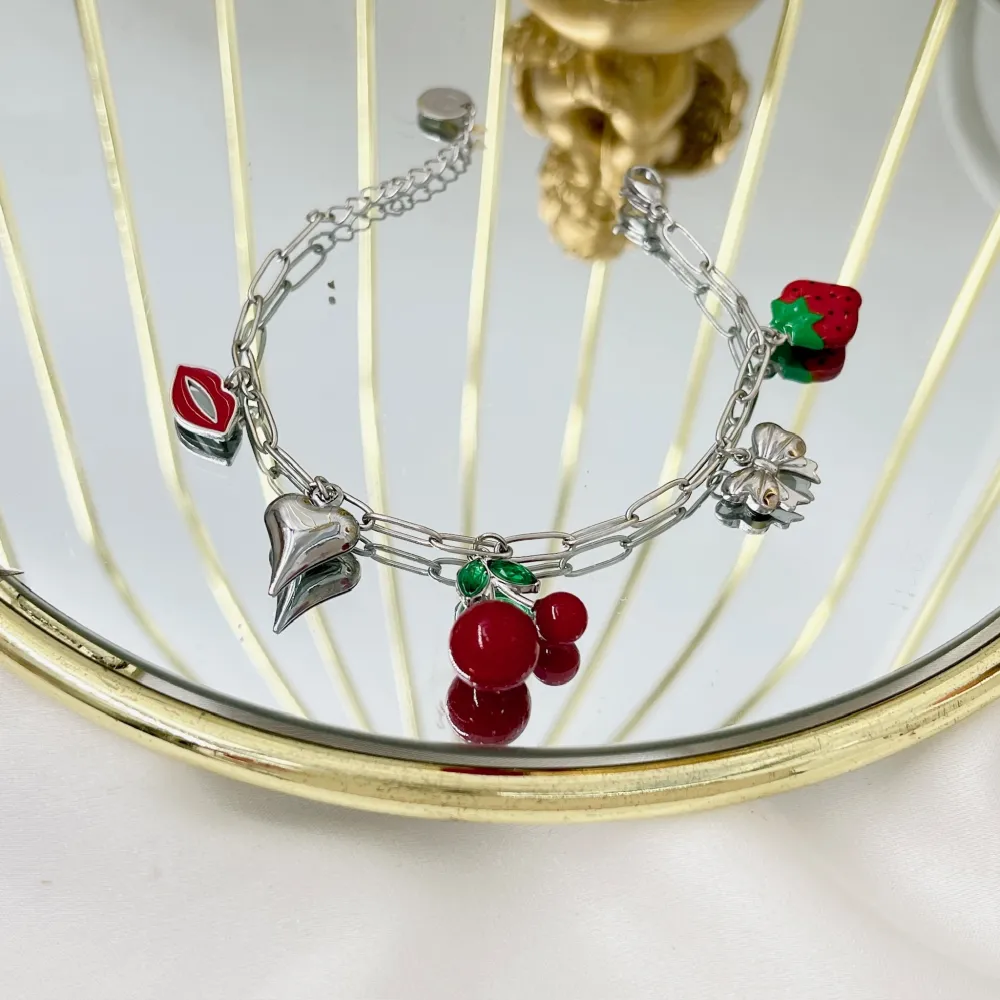 Ciliegia Cuore Bocca-Bracciale in Acciaio - BAC-103-AA5142B