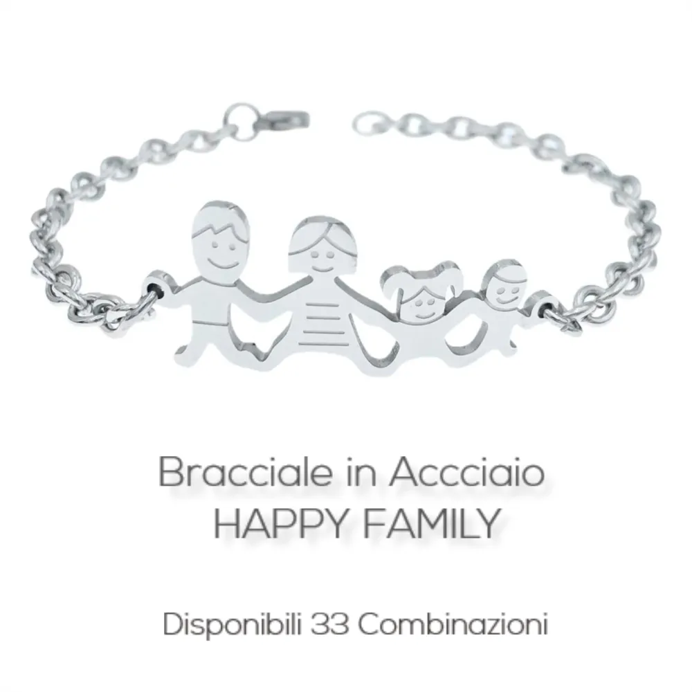 BAC1110-Bracciale Happy Family - Bracciale in Acciaio - BAC1110-Bracciale Happy Family - Bracciale in Acciaio