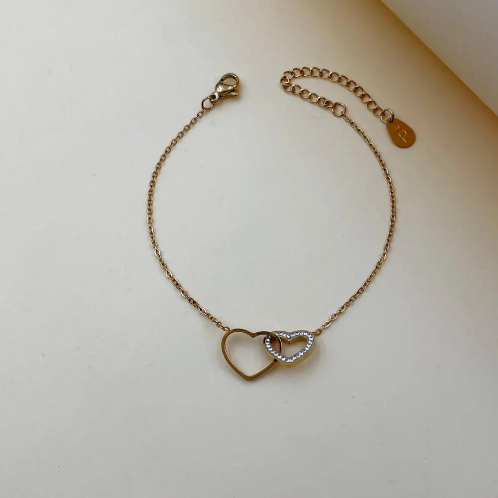 Doppio Cuore-Bracciale in Acciaio con Chiusura - BAC-413-1088